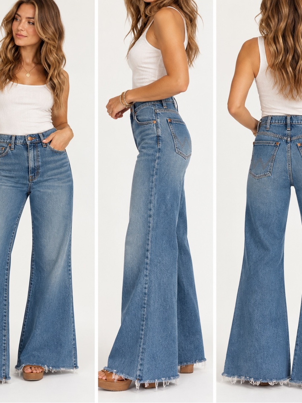 Wrangler Women's Light Blue High-Rise Wide Leg Jeans
